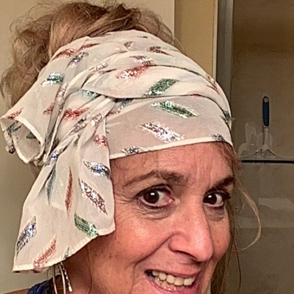 Scarf head wrap bone metallic colorful NWOT red green purple pink Versat…